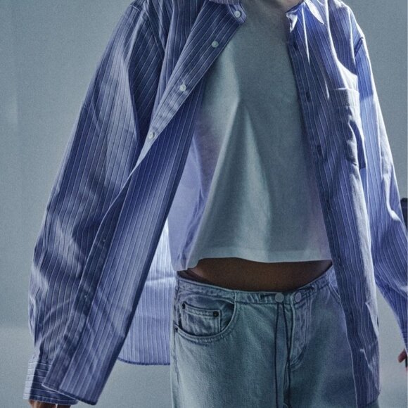 NWOT$285 Still Here Cool  Low-Rise Wide Legs Jeans - Cloud BLUE Sz29 - Picture 3 of 8